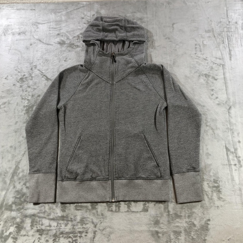 The North Face Hoodie Womens Medium Gray Full Zip Sweatshirt Embroidered Logo